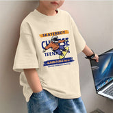 Kids Drop Shoulder Oversized T-Shirt – Skaterboy Graphic Tee for Boys